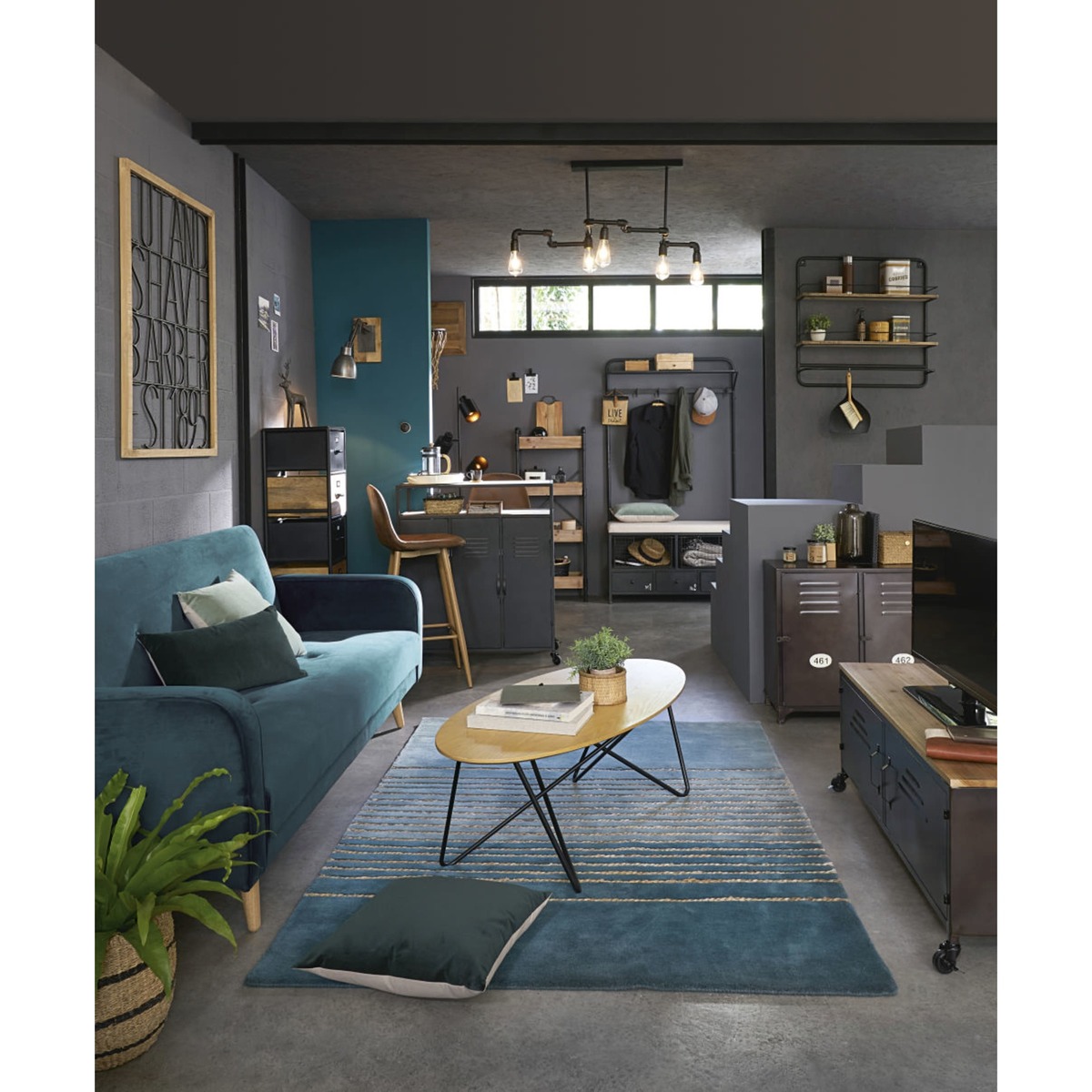 Oval Coffee Table with Black Metal Legs Mindelo – image 4