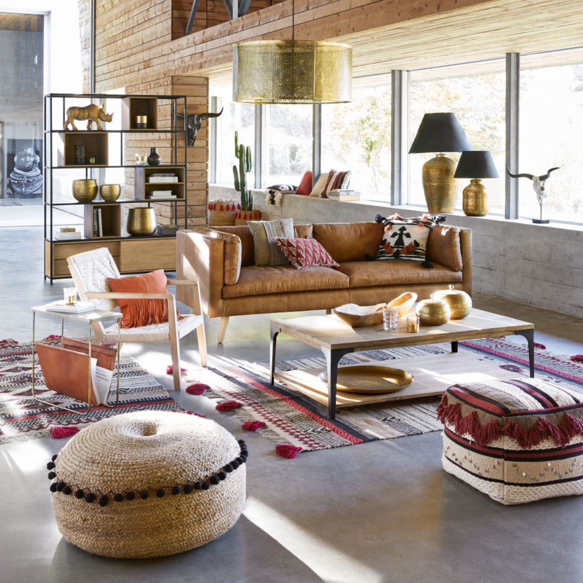 Solid mango wood and metal coffee table Metropolis – image 6