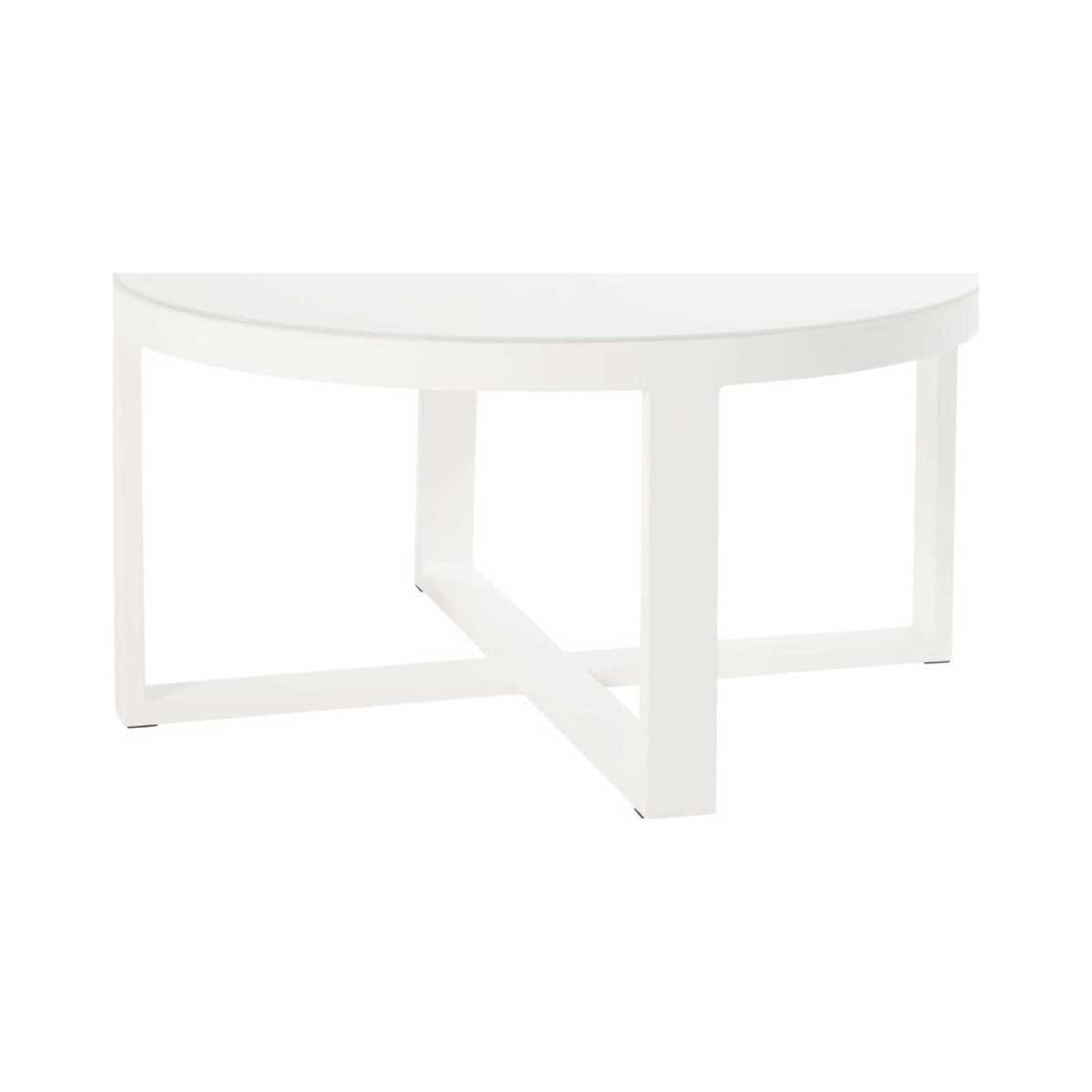 Round White Metal and Glass Garden Coffee Table Thetis – image 2