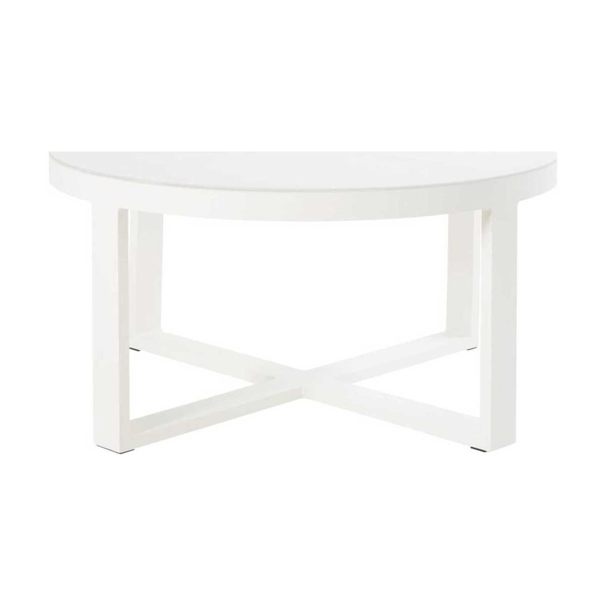 Round White Metal and Glass Garden Coffee Table Thetis – image 1