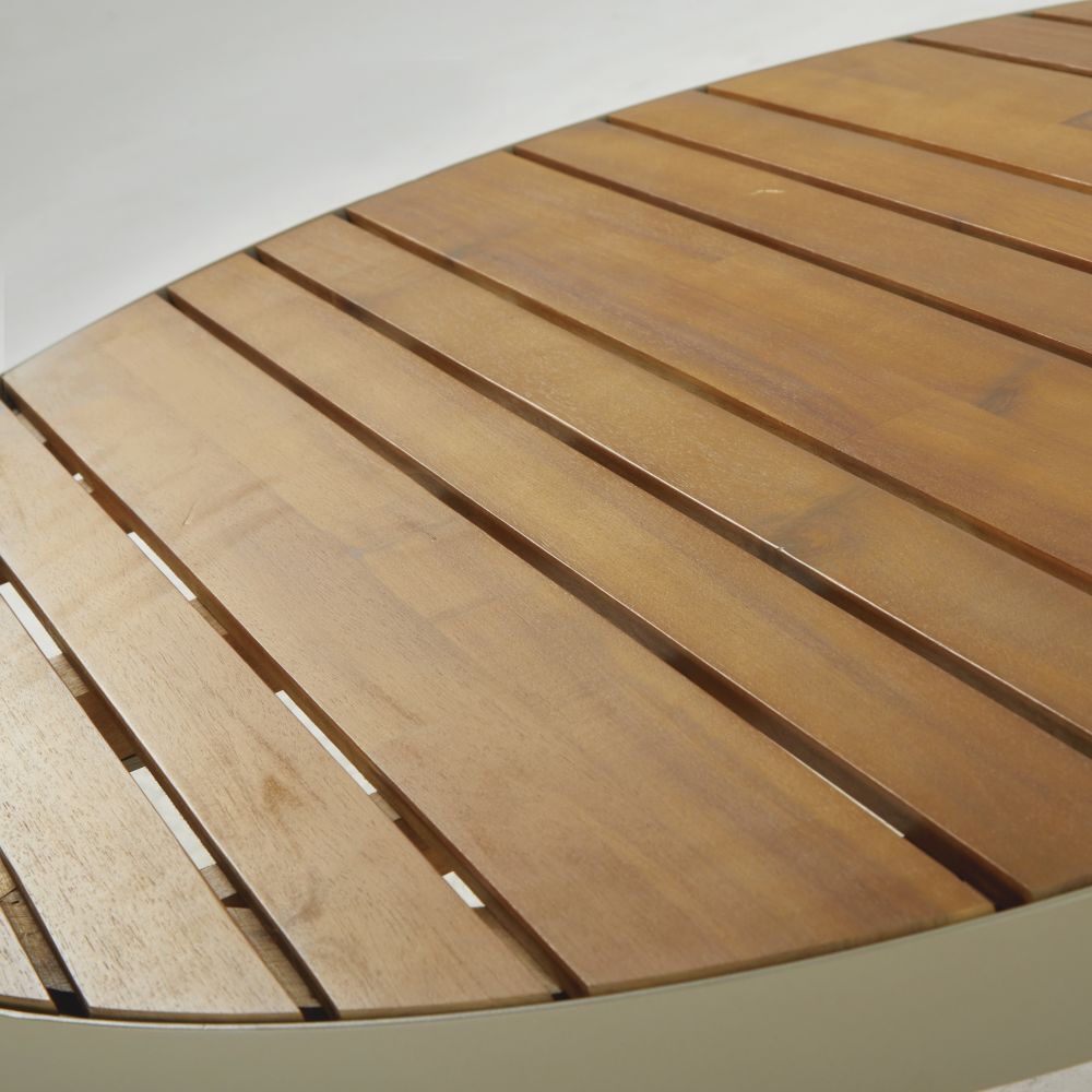 Professional Khaki Metal and Solid Acacia Coffee Table – image 2