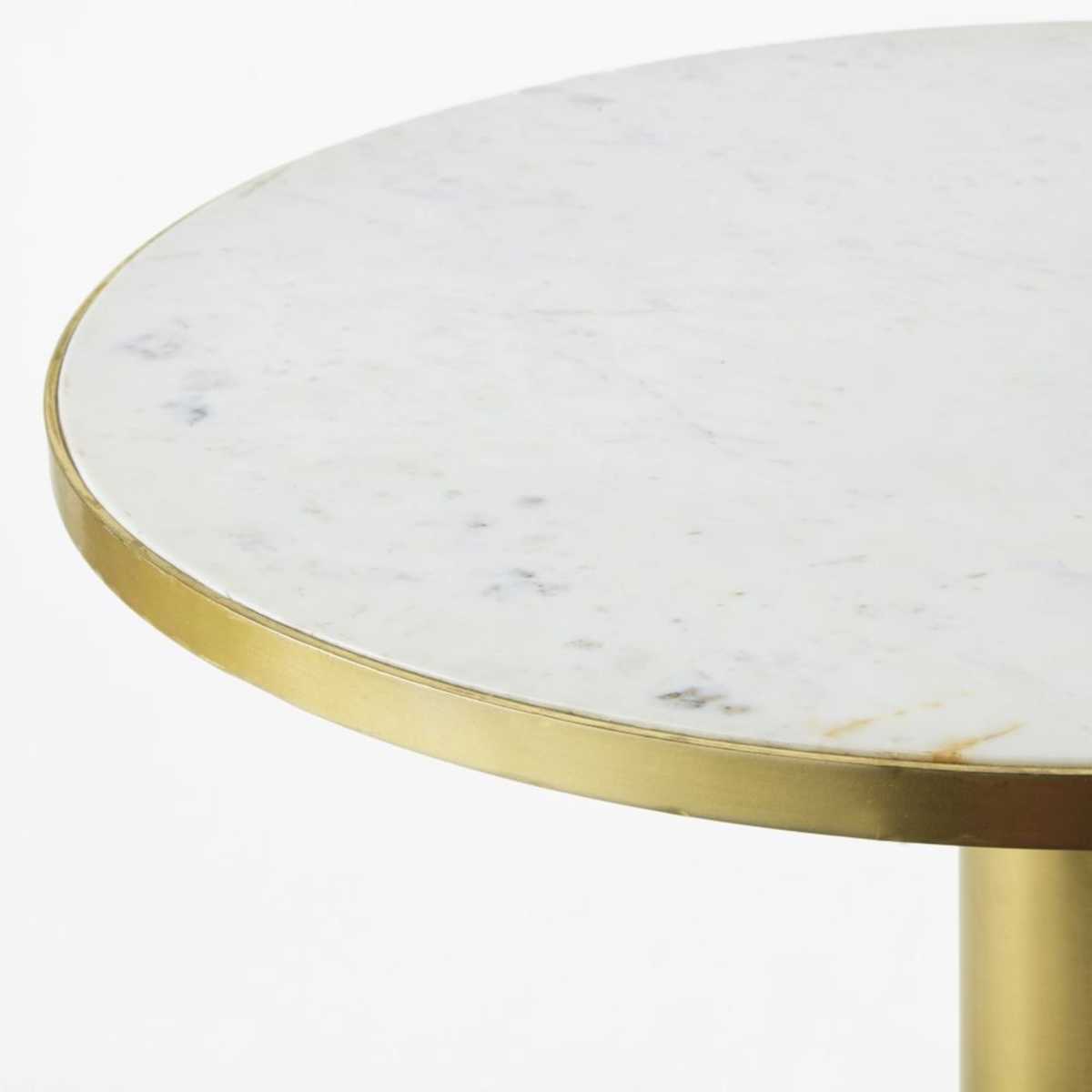 Round White Marble and Brass Metal Coffee Table Louxor – image 2