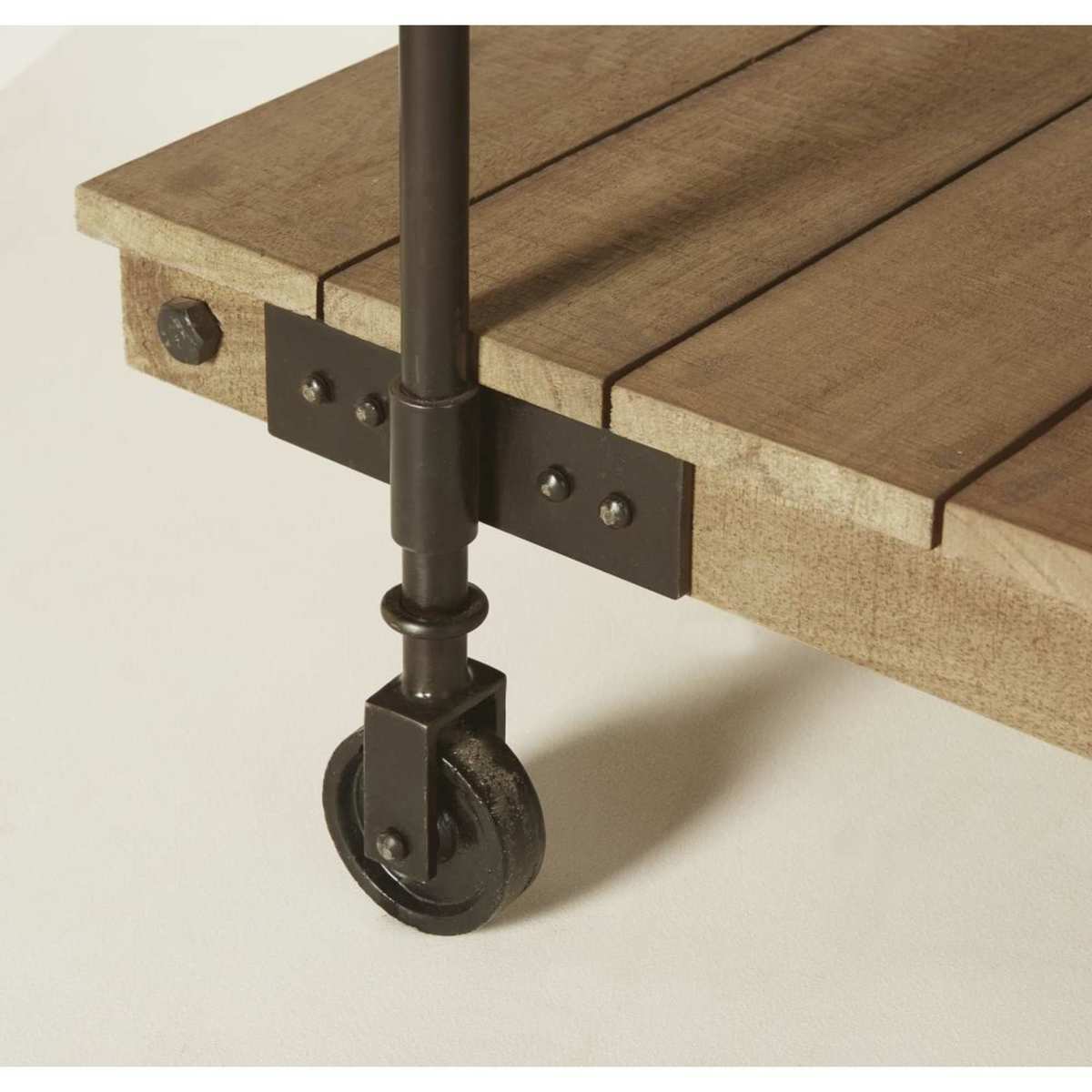 Industrial Wheeled Coffee Table in Mango Wood and Black Metal Carrello – image 6