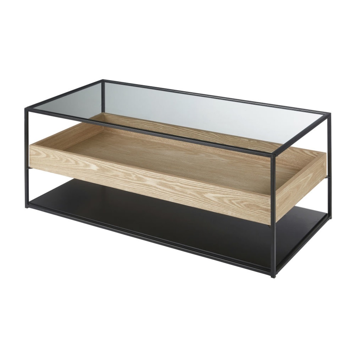 Black Metal and Tempered Glass Coffee Table Raven – image 3