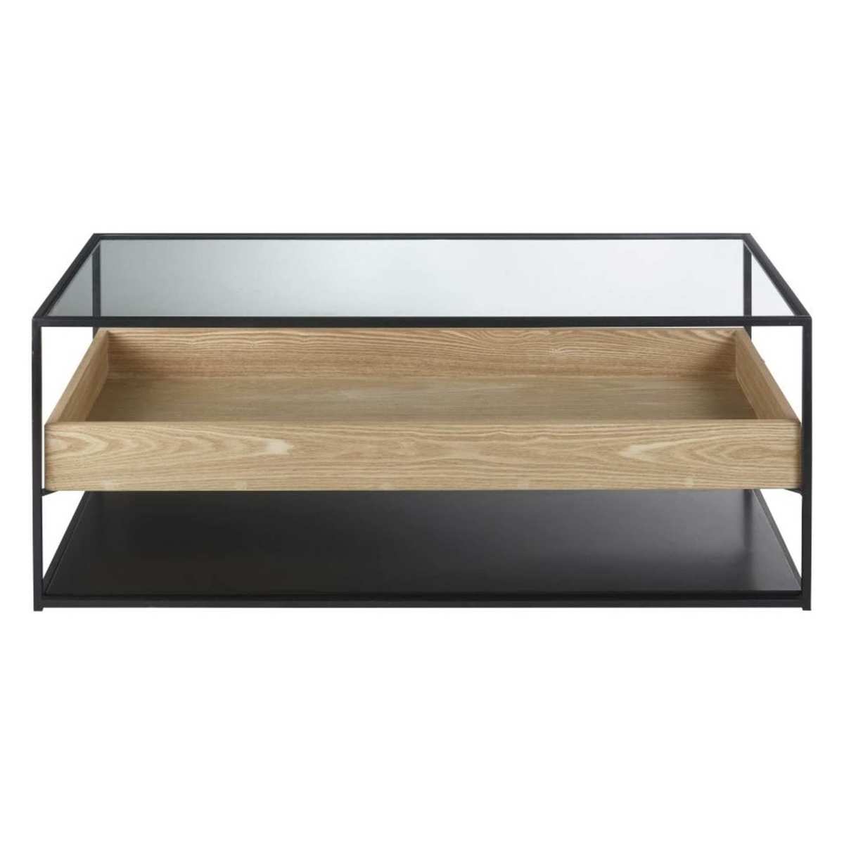 Black Metal and Tempered Glass Coffee Table Raven – image 1