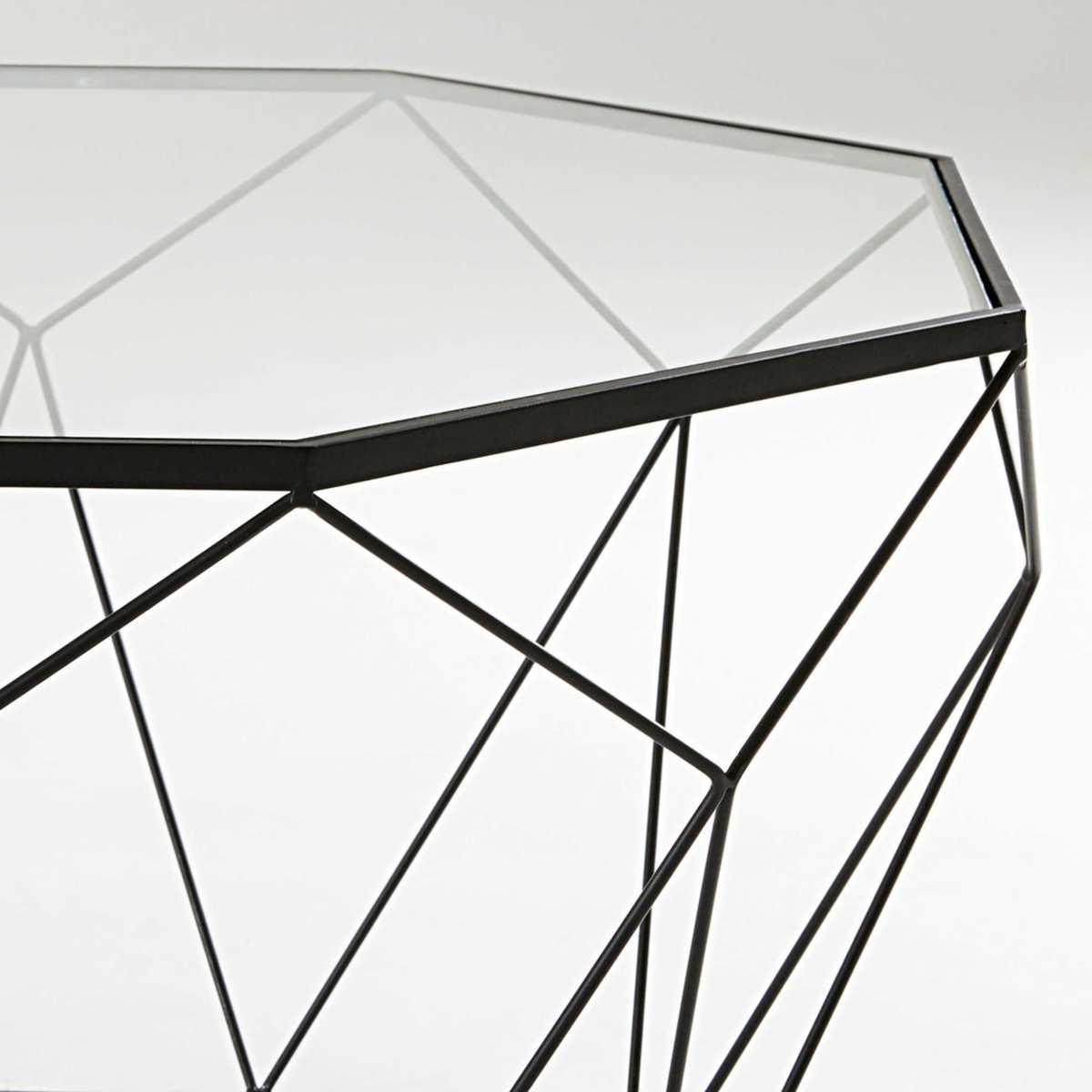 Black metal and tempered glass coffee table Blossom – image 3