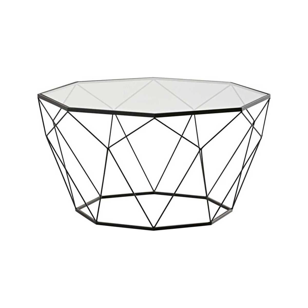Black metal and tempered glass coffee table Blossom – image 1
