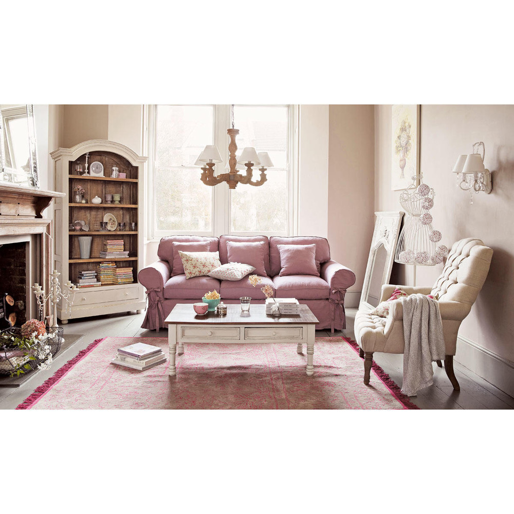 Solid mango wood coffee table in whitewash – image 2