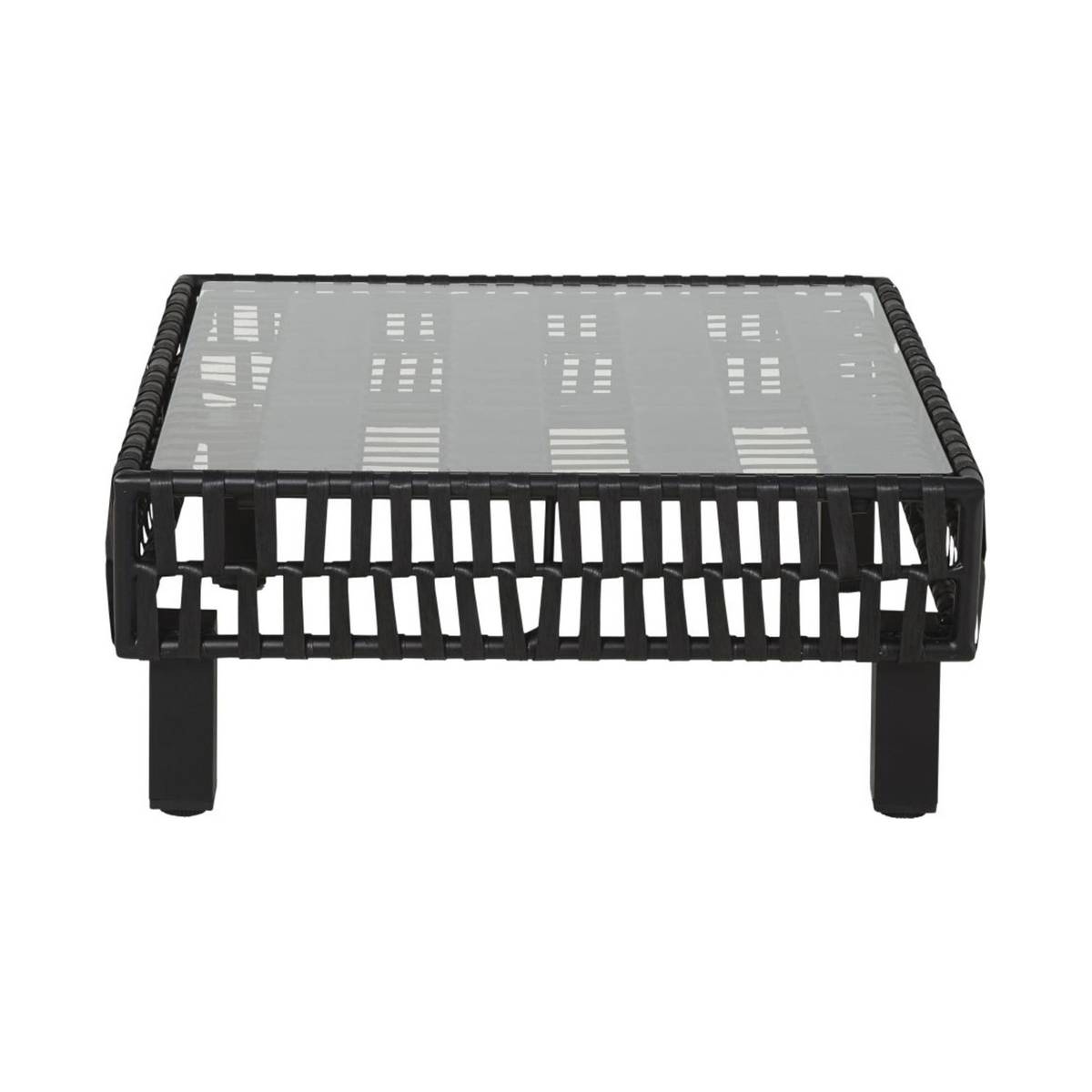 Black Woven Resin and Glass Garden Coffee Table Massai – image 2
