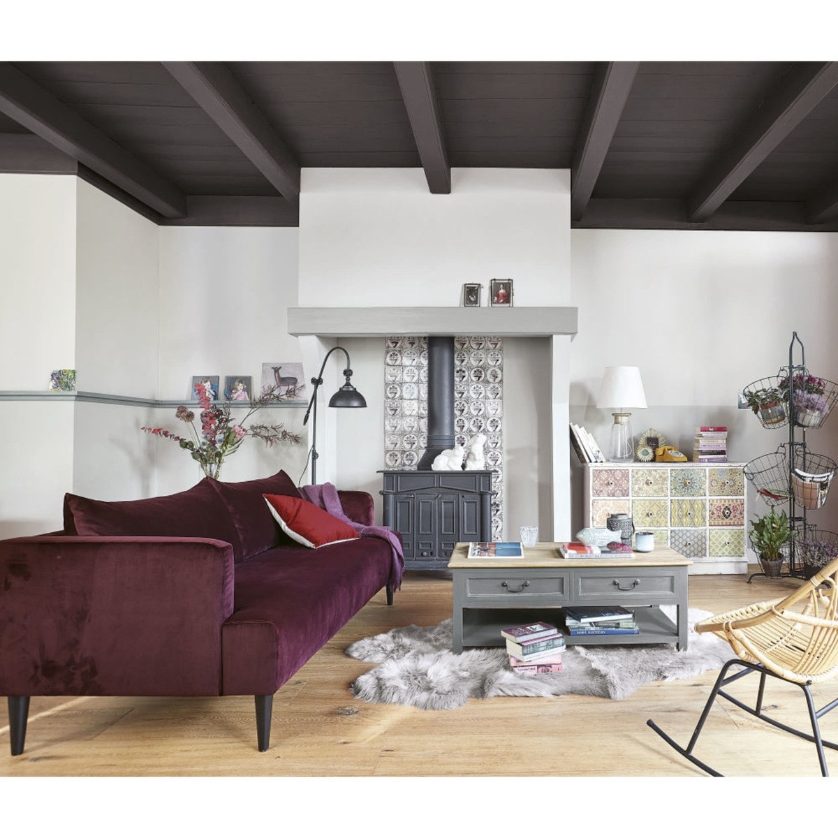 2-Drawer Coffee Table in Grey Honorine – image 5