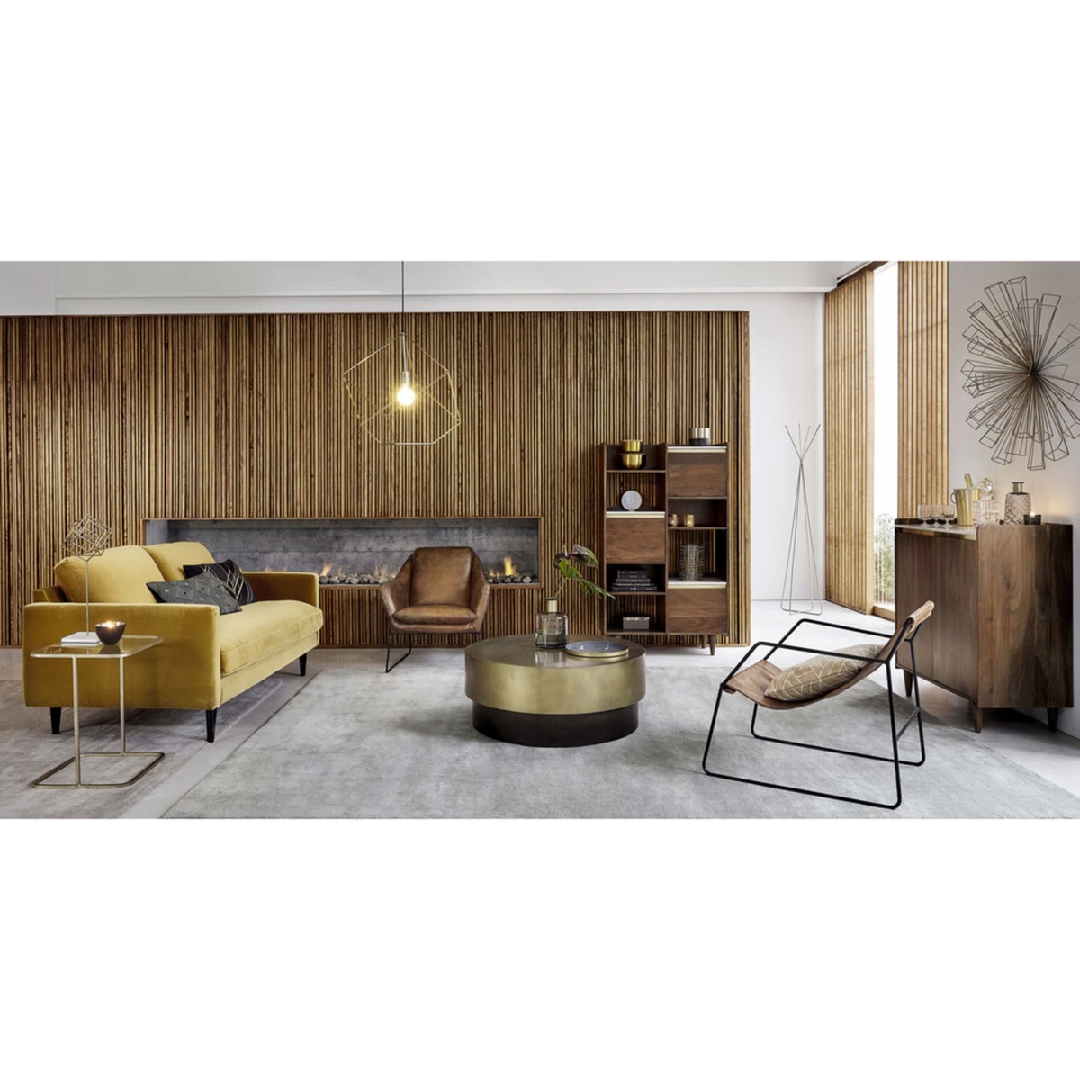 Brown and Gold Metal Round Coffee Table Moka – image 7