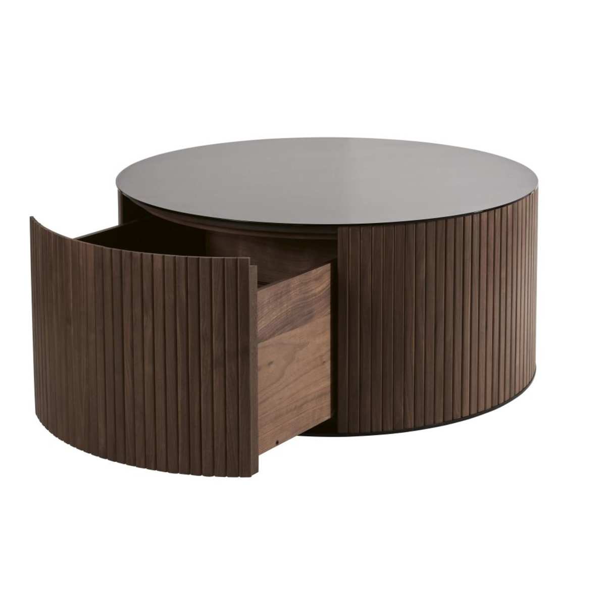 Round Tempered Glass 1-Drawer Coffee Table Spiga – image 3