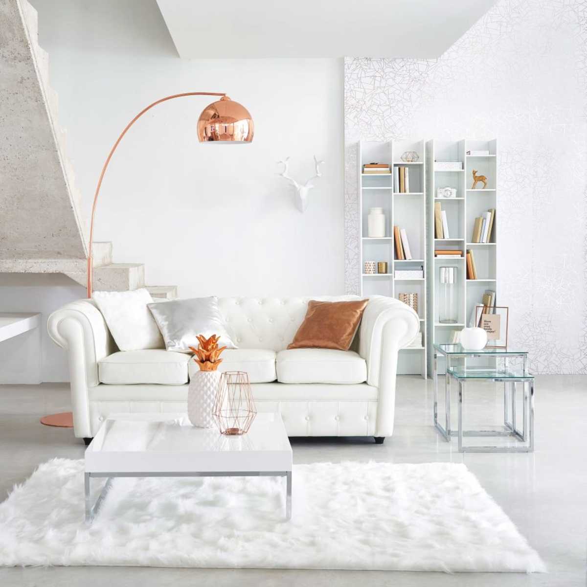 White Lacquered Finish Coffee Table Easy – image 2