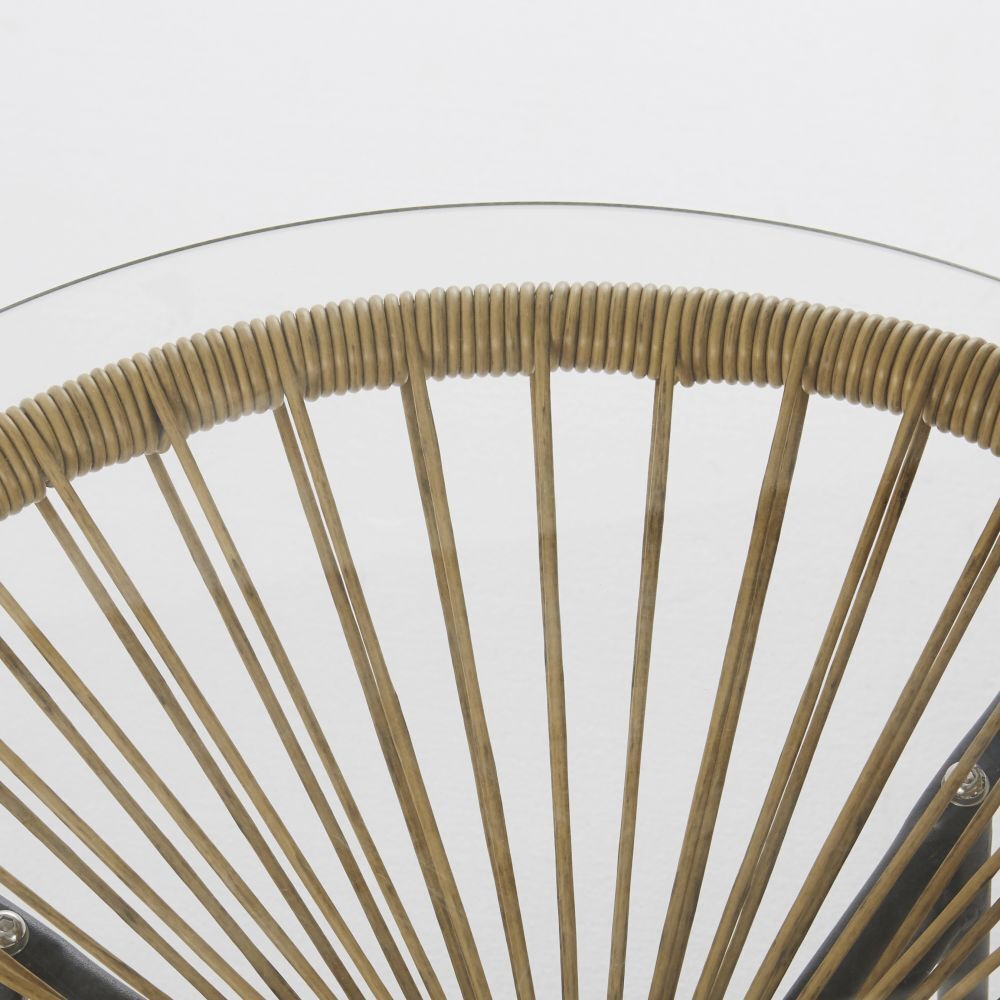 Garden coffee table in rattan-style resin and glass – image 3