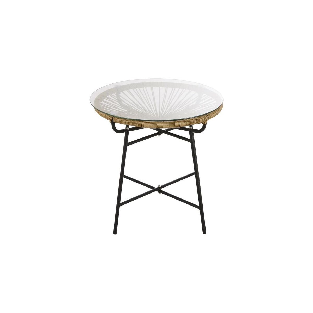Garden coffee table in rattan-style resin and glass – image 2