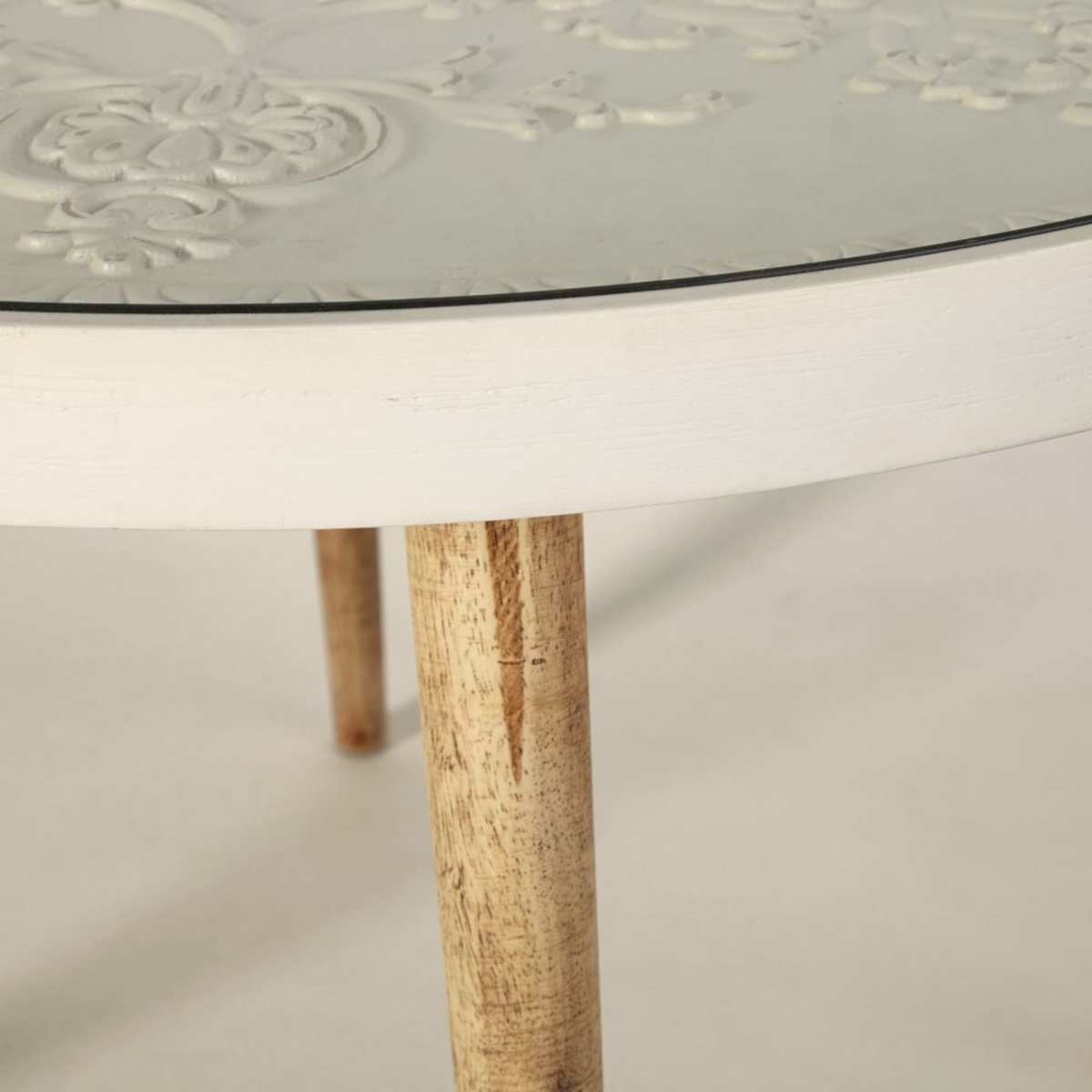White Glass Nesting Tables with Engraved Designs Kayla – image 5