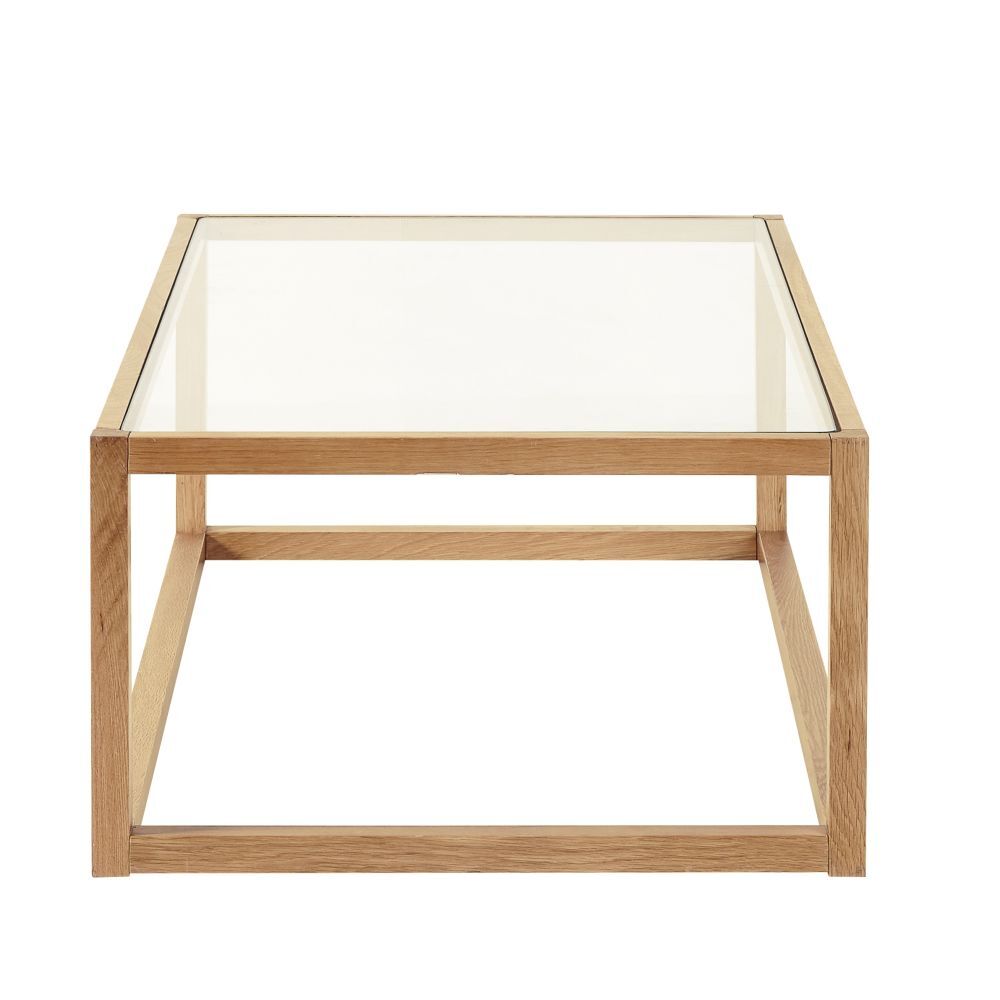 Glass and Solid Oak Coffee Table – image 4