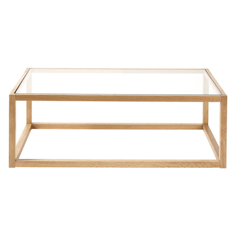 Glass and Solid Oak Coffee Table – image 2