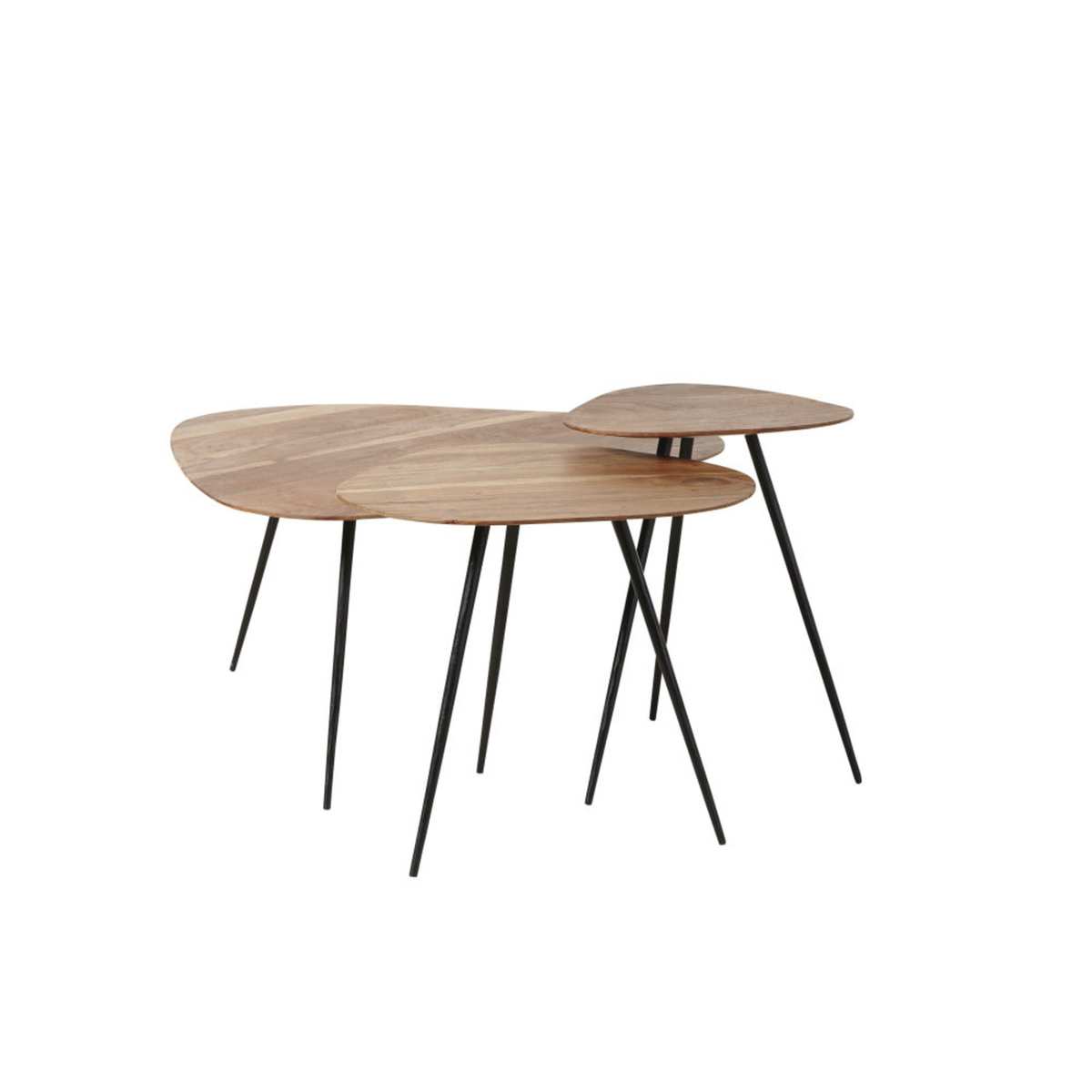 Black Metal and Acacia Nesting Tables Gingerall – image 2