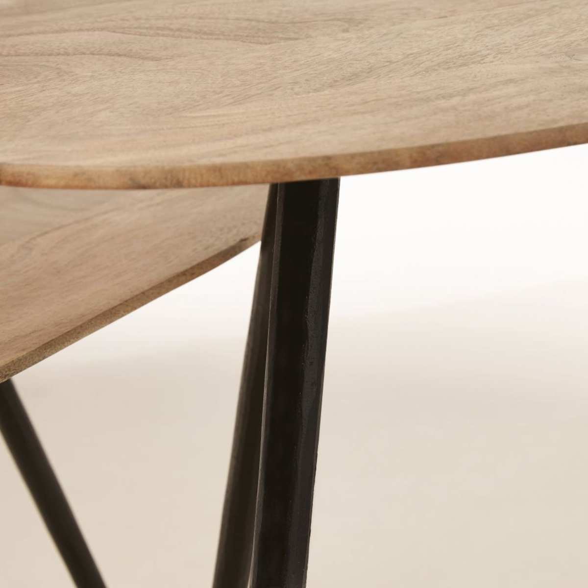 Black Metal and Acacia Nesting Tables Gingerall – image 4