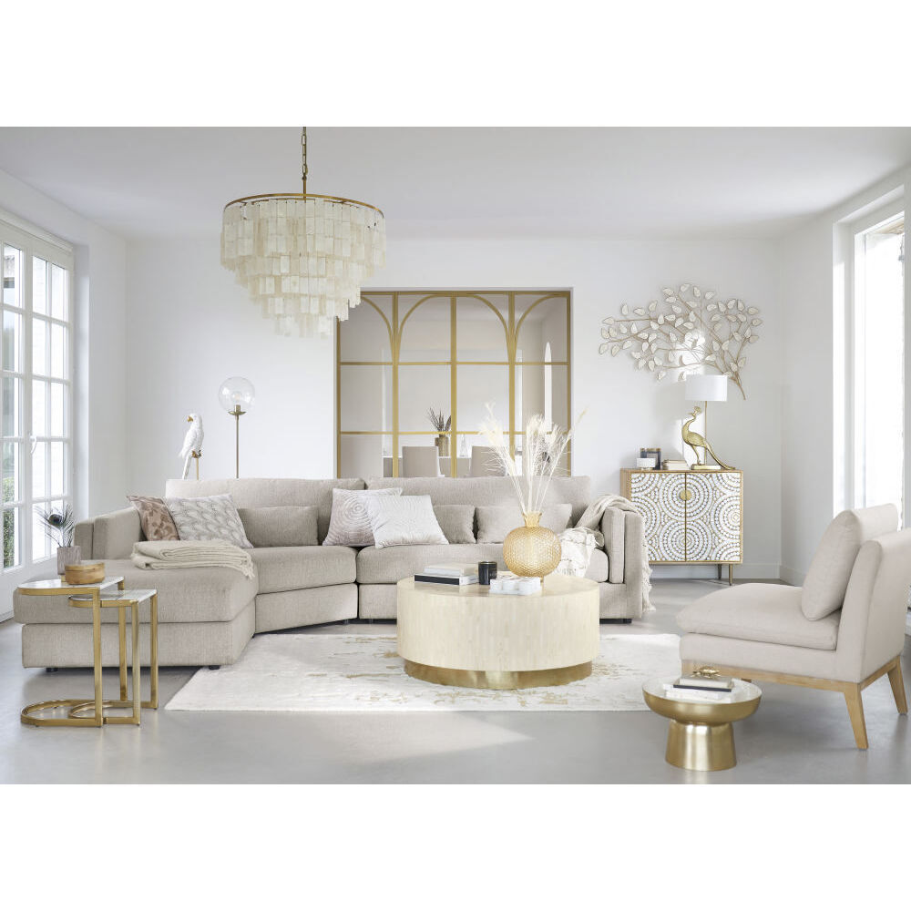 Round coffee table in white and gold – image 3