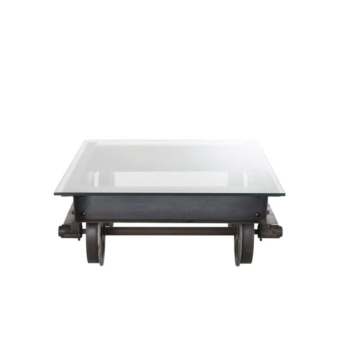 Tempered Glass and Metal Industrial Wheeled Coffee Table Gibson – image 2