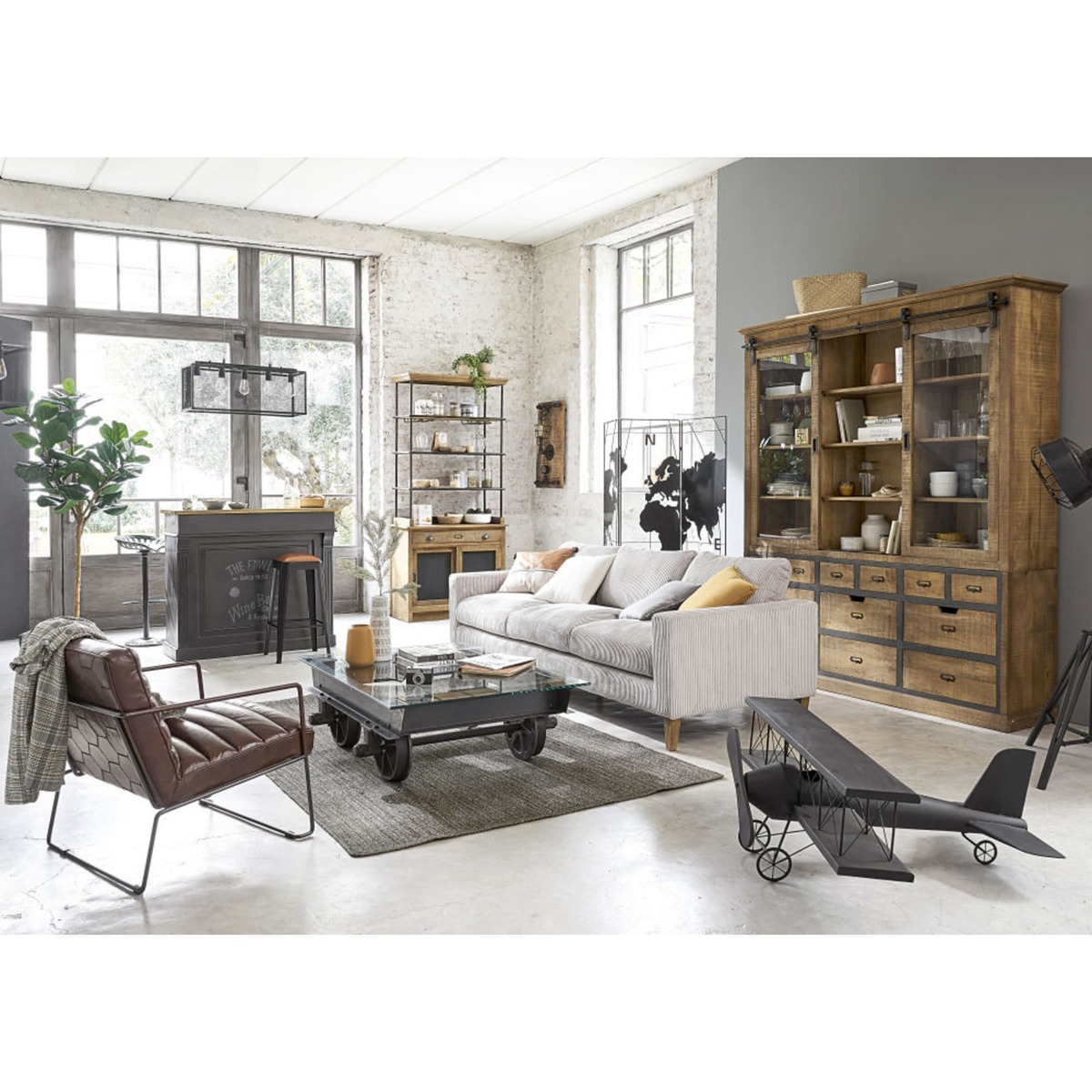 Tempered Glass and Metal Industrial Wheeled Coffee Table Gibson – image 4