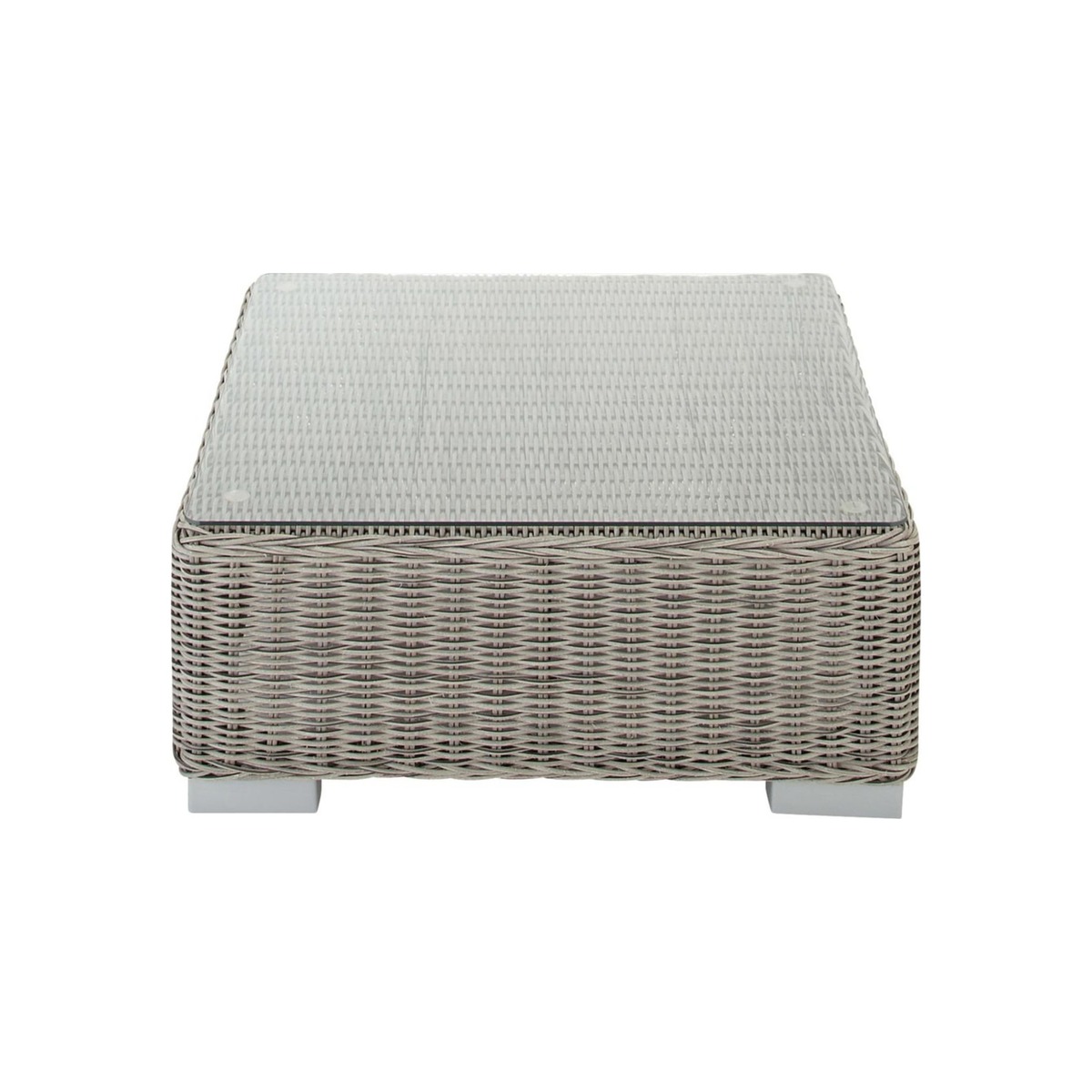 Tempered glass and resin wicker garden coffee table in grey W 77cm Cape Town – image 1
