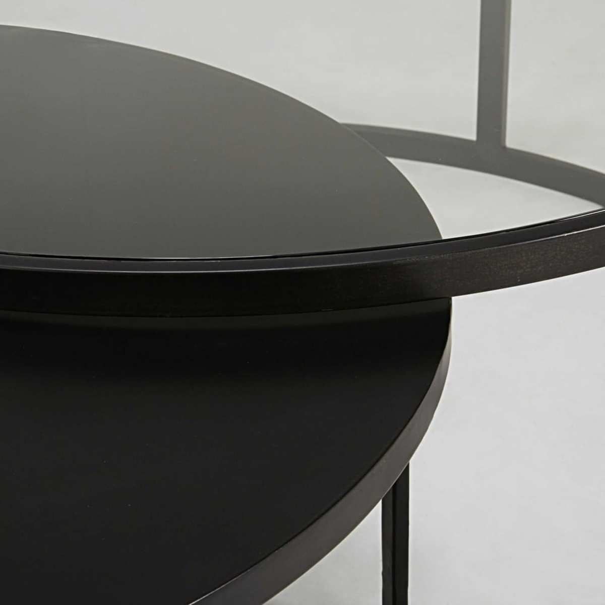 Set of 2 Tempered Glass and Black Metal Nest of Tables Eclipse – image 4