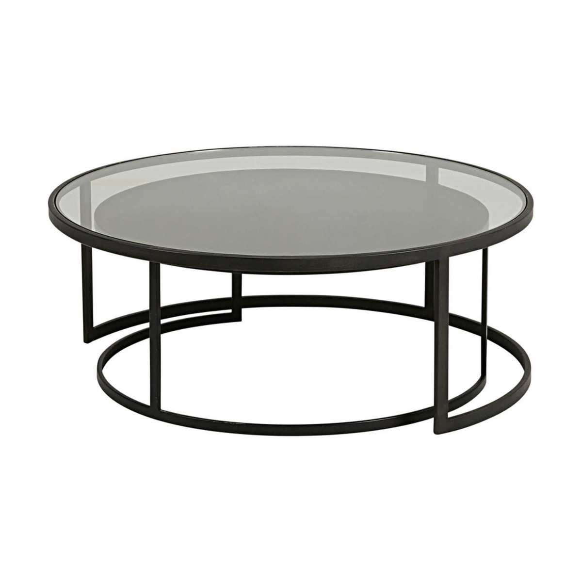 Set of 2 Tempered Glass and Black Metal Nest of Tables Eclipse – image 1