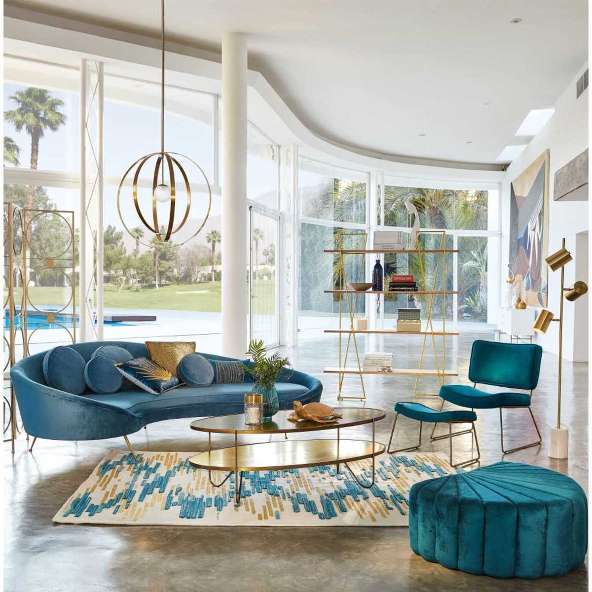 Oval Brass Coffee Table with Two Surfaces Zenith – image 6