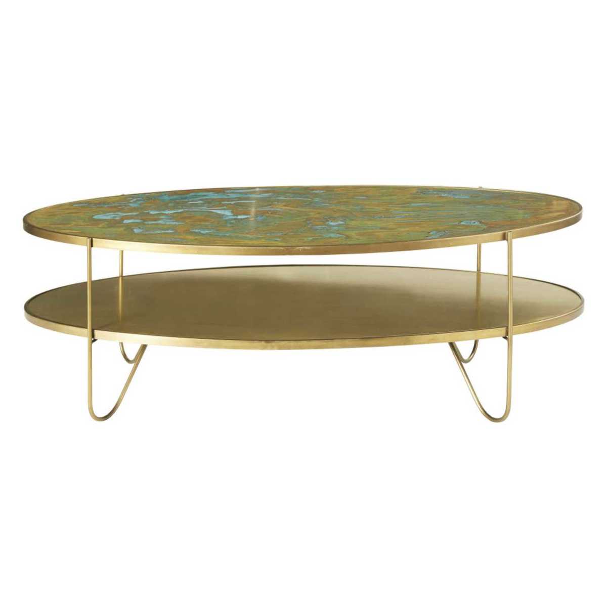 Oval Brass Coffee Table with Two Surfaces Zenith – image 2