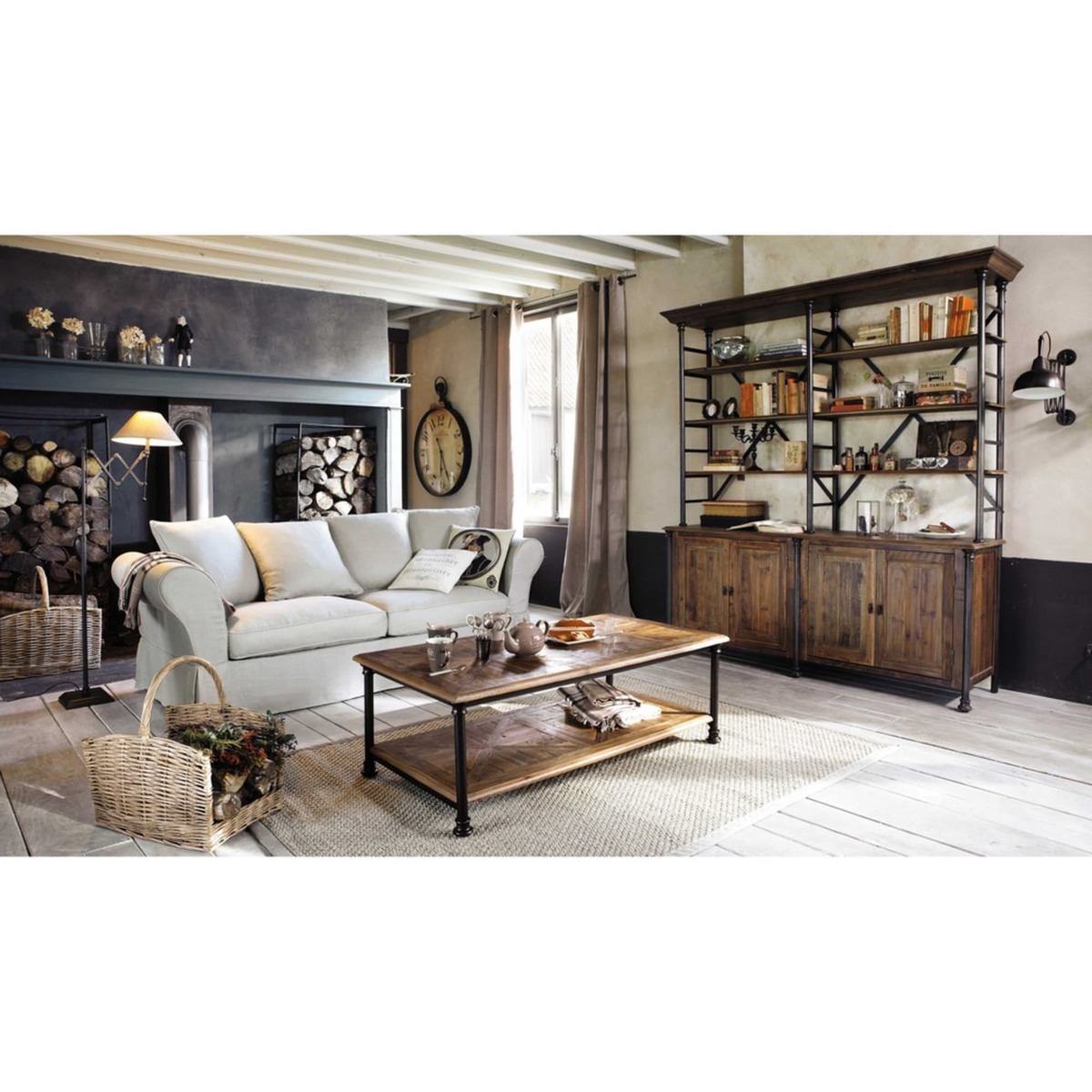 Recycled pine and metal coffee table Fontainebleau – image 2