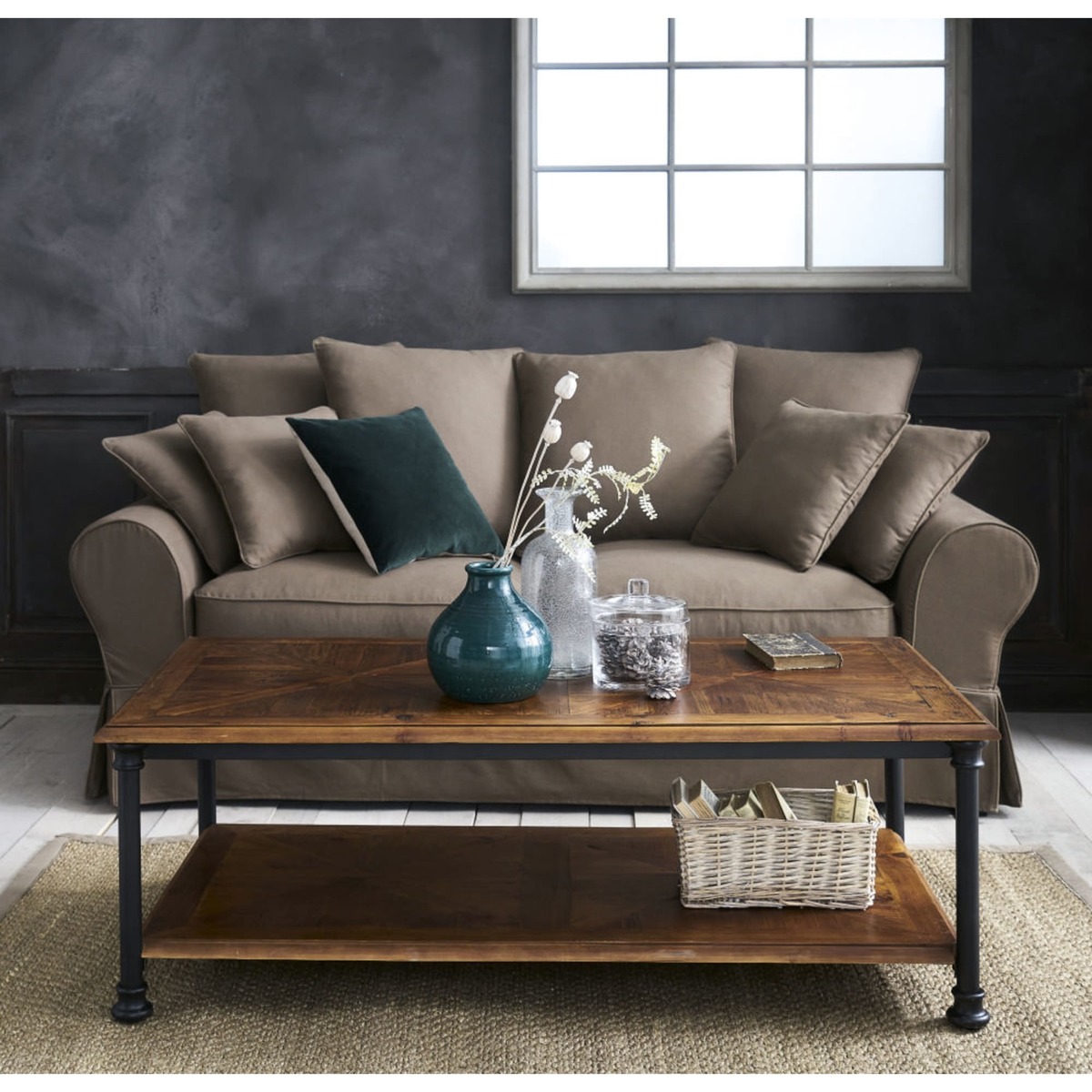 Recycled pine and metal coffee table Fontainebleau – image 5