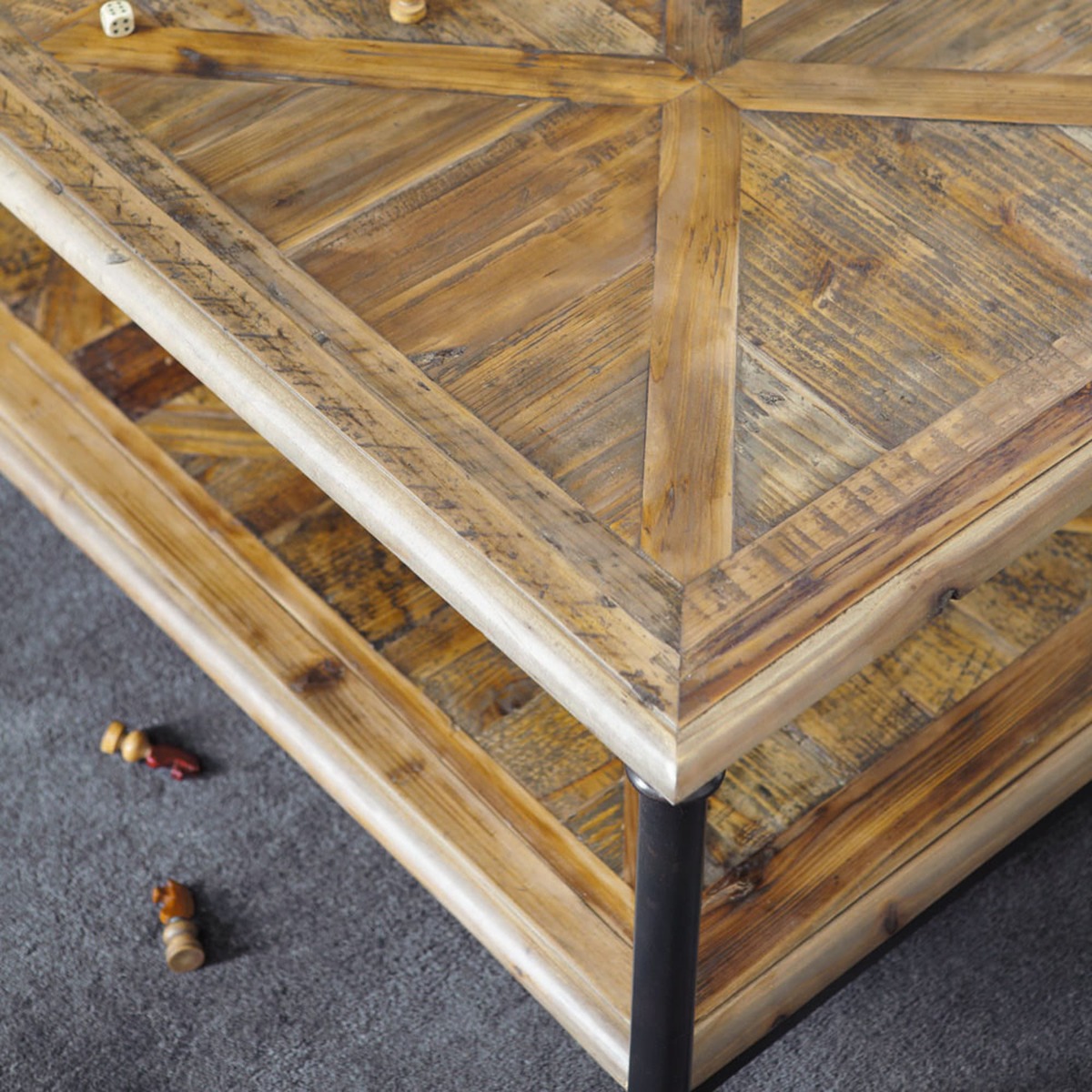 Recycled pine and metal coffee table Fontainebleau – image 9