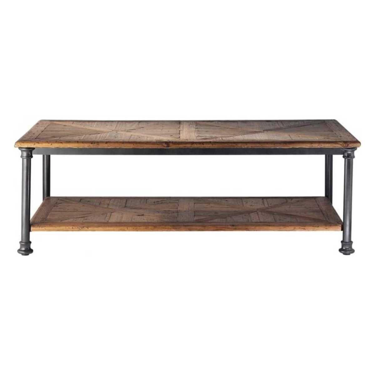 Recycled pine and metal coffee table Fontainebleau – image 1