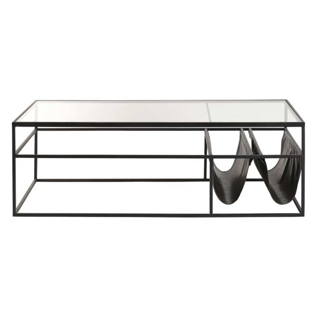 Black Metal and Glass Coffee Table Newspaper – image 2
