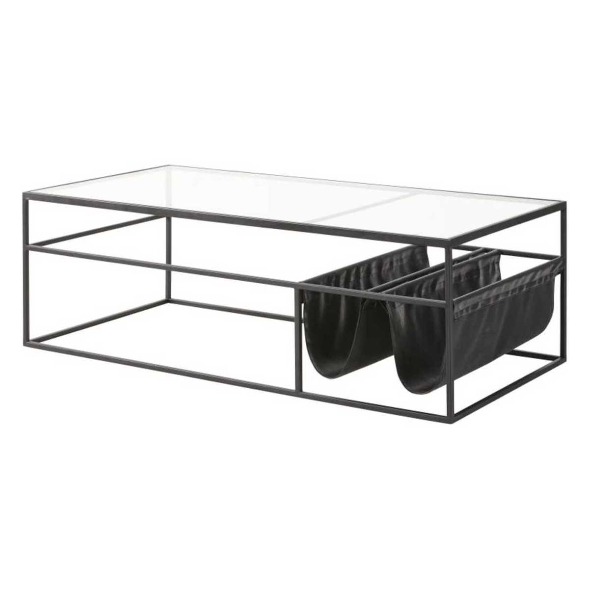 Black Metal and Glass Coffee Table Newspaper – image 1