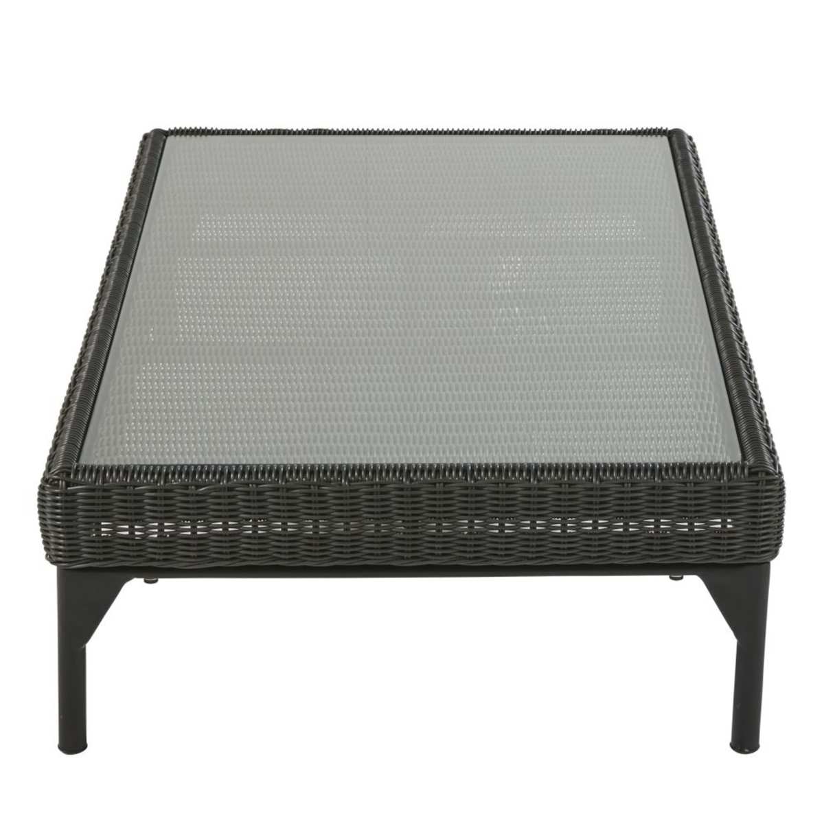 Black Resin Wicker and Glass Garden Coffee Table Hyères – image 5