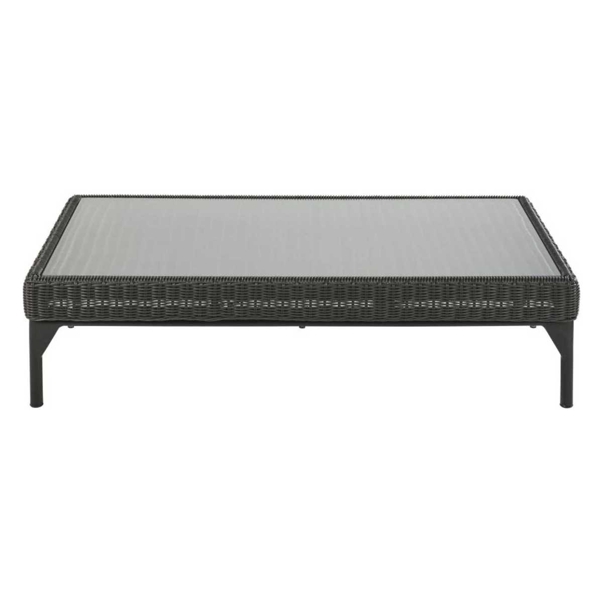 Black Resin Wicker and Glass Garden Coffee Table Hyères – image 2
