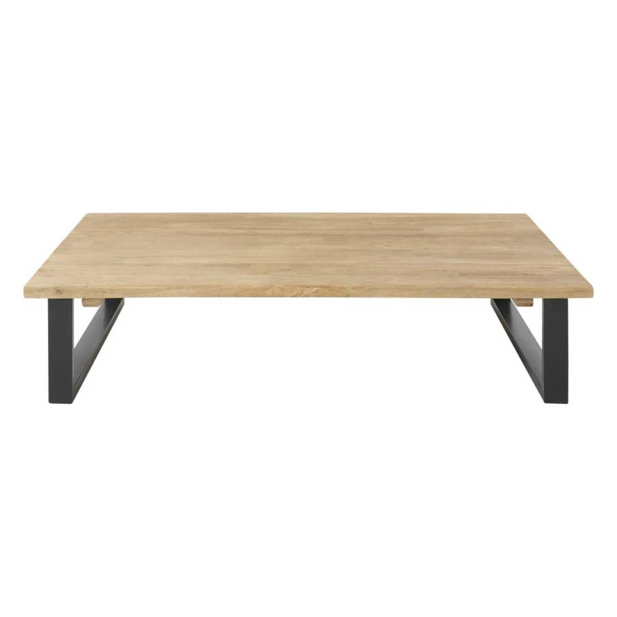 Black Metal and Recycled Solid Teak Garden Coffee Table Agana – image 1