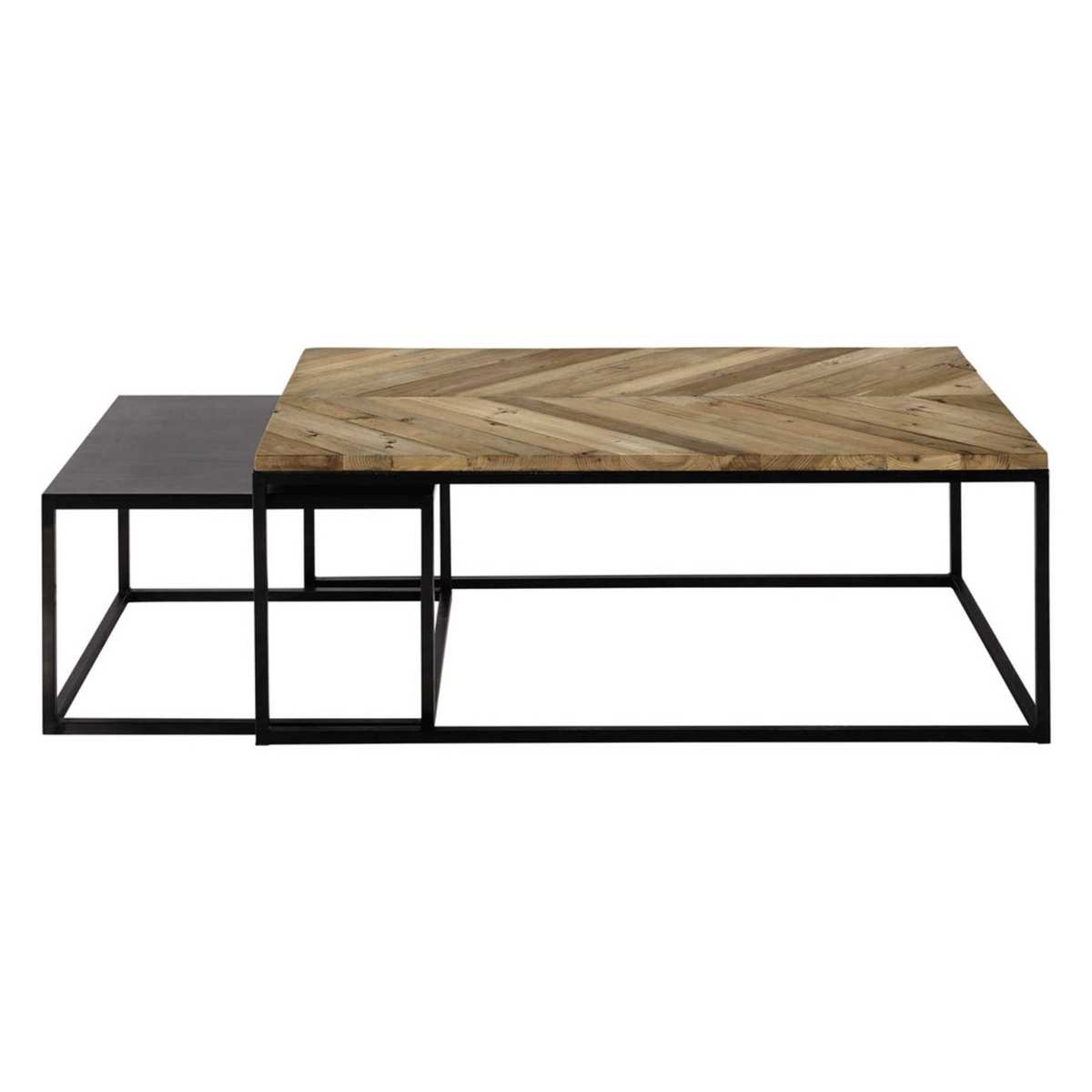 Metal and recycled wood nested tables Chevron – image 2
