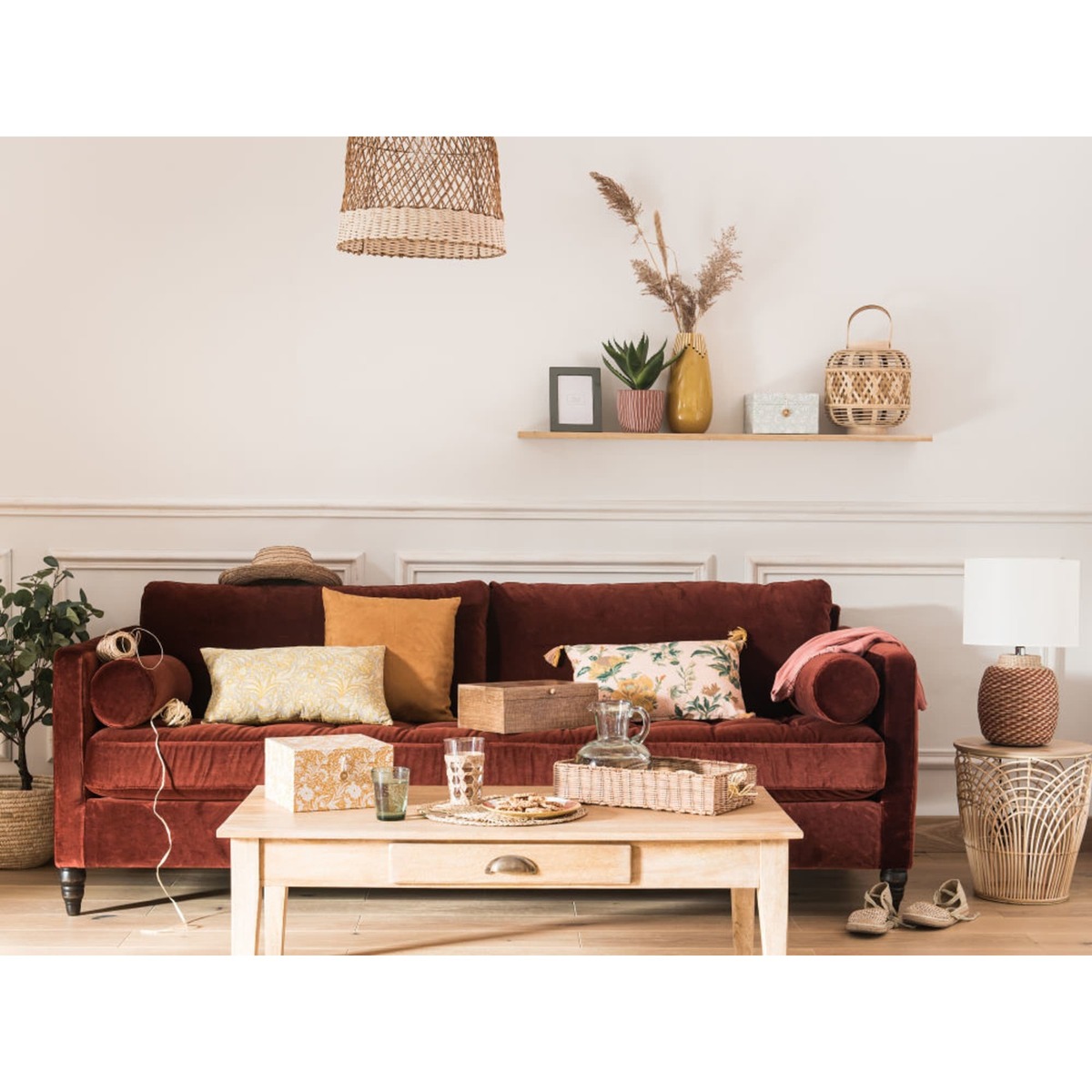 Recycled Mango Wood Coffee Table with 2 Drawers Cezanne – image 6