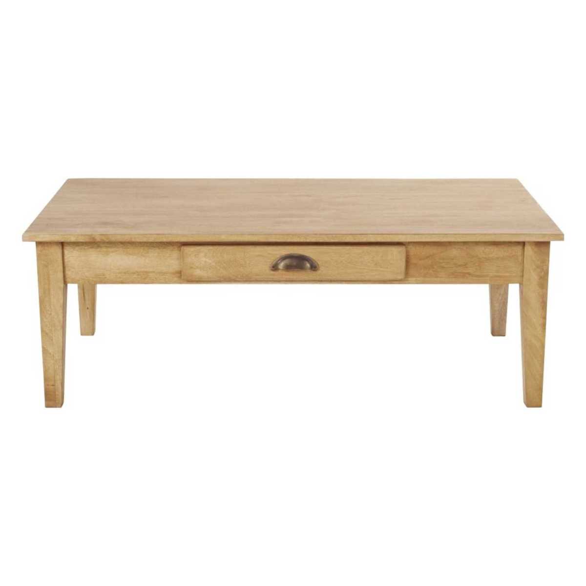 Recycled Mango Wood Coffee Table with 2 Drawers Cezanne – image 1