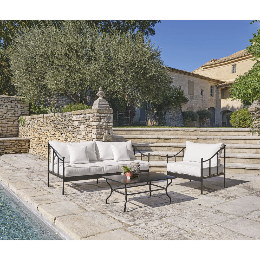 Garden coffee table in black wrought iron and black metal – image 4