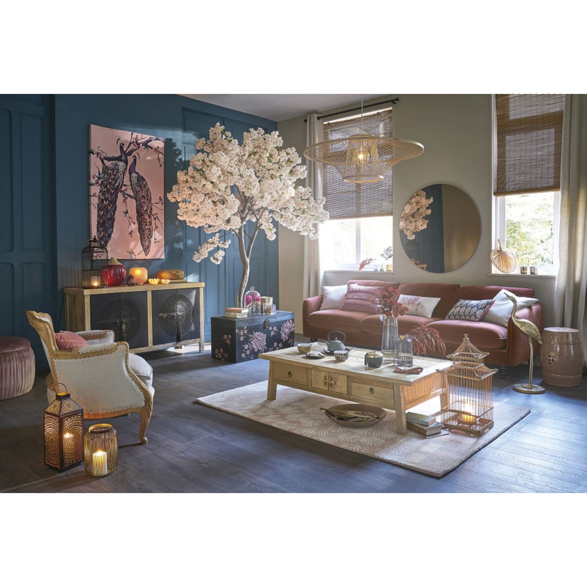 Recycled Elm Coffee Table with 2 Doors and 2 Drawers Yumi – image 5