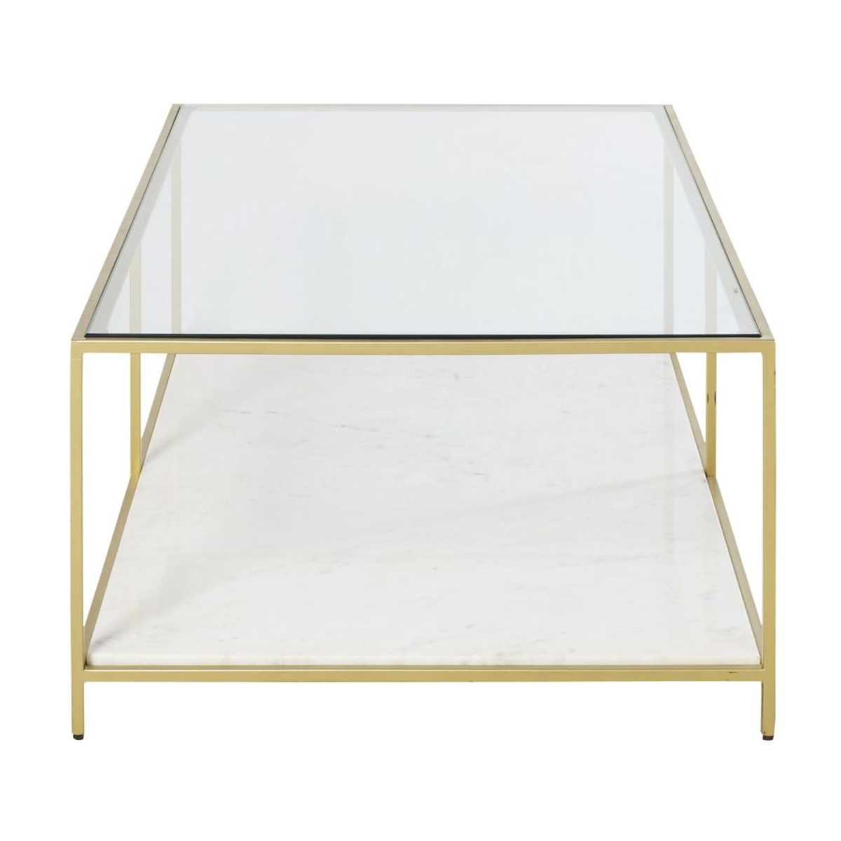Polished White Marble and Tempered Glass Coffee Table Janaé – image 2