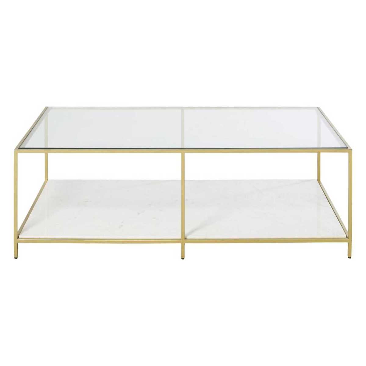 Polished White Marble and Tempered Glass Coffee Table Janaé – image 1