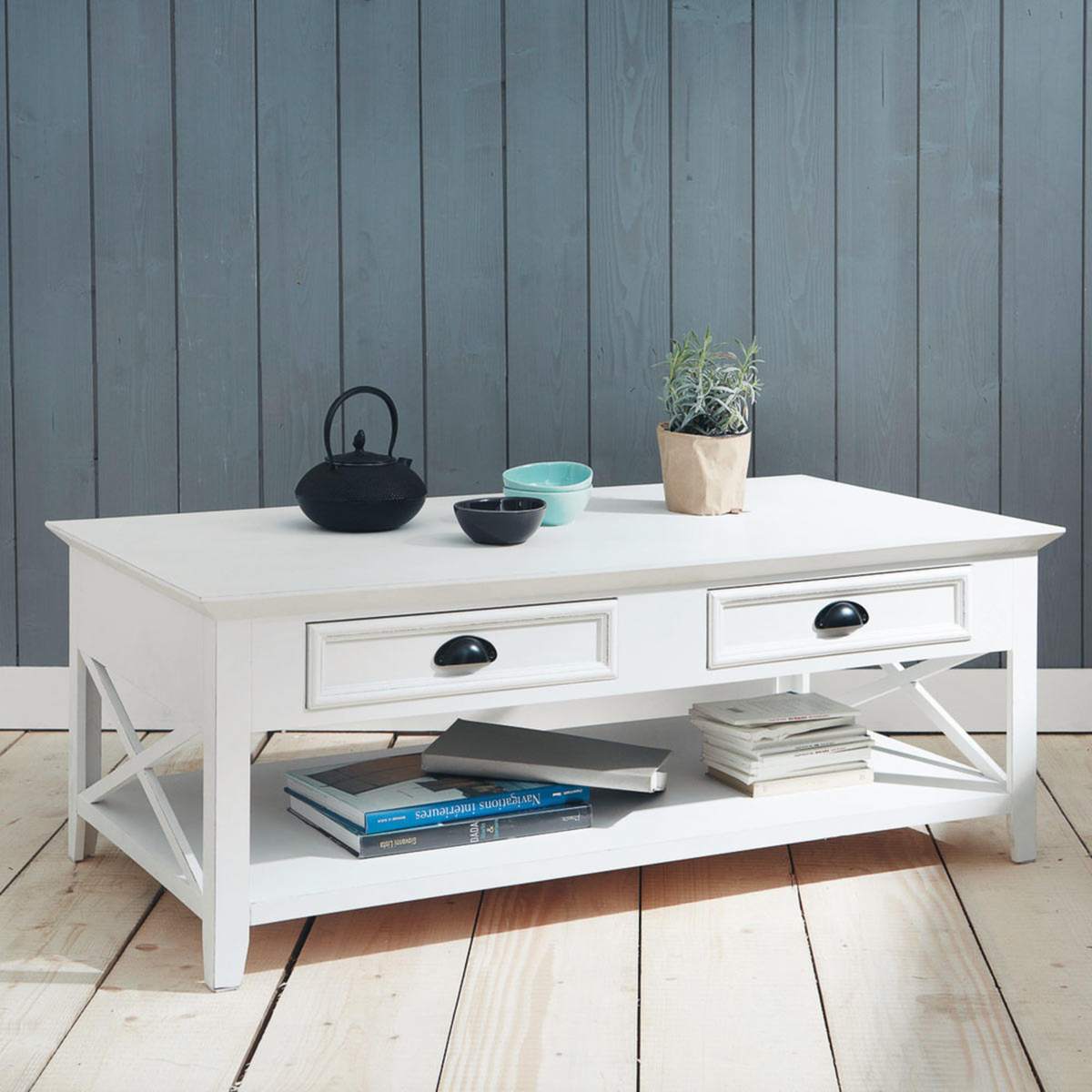 Wooden coffee table, white W 120cm Newport – image 3