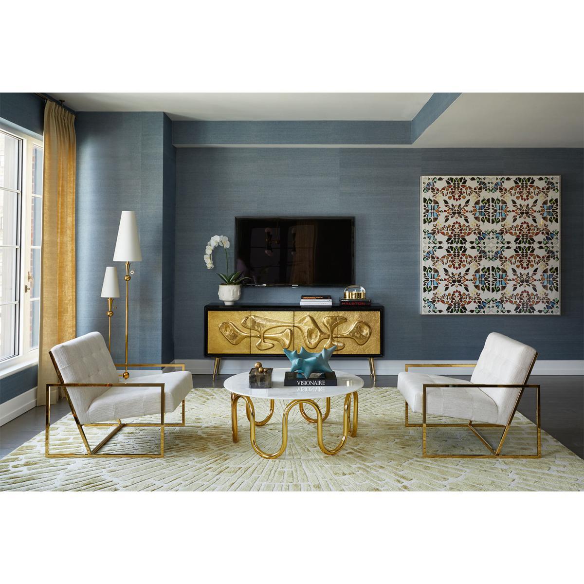 Scalinatella Cocktail Coffee table - / Marble and brass - Ø 100 cm by Jonathan Adler White/Gold/Metal – image 3